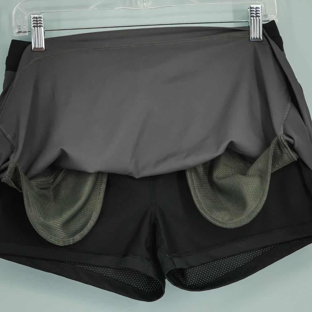 The North Face Size Medium M Gray Black Drawstring Zip Pocket Athletic Skort - Picture 3 of 9